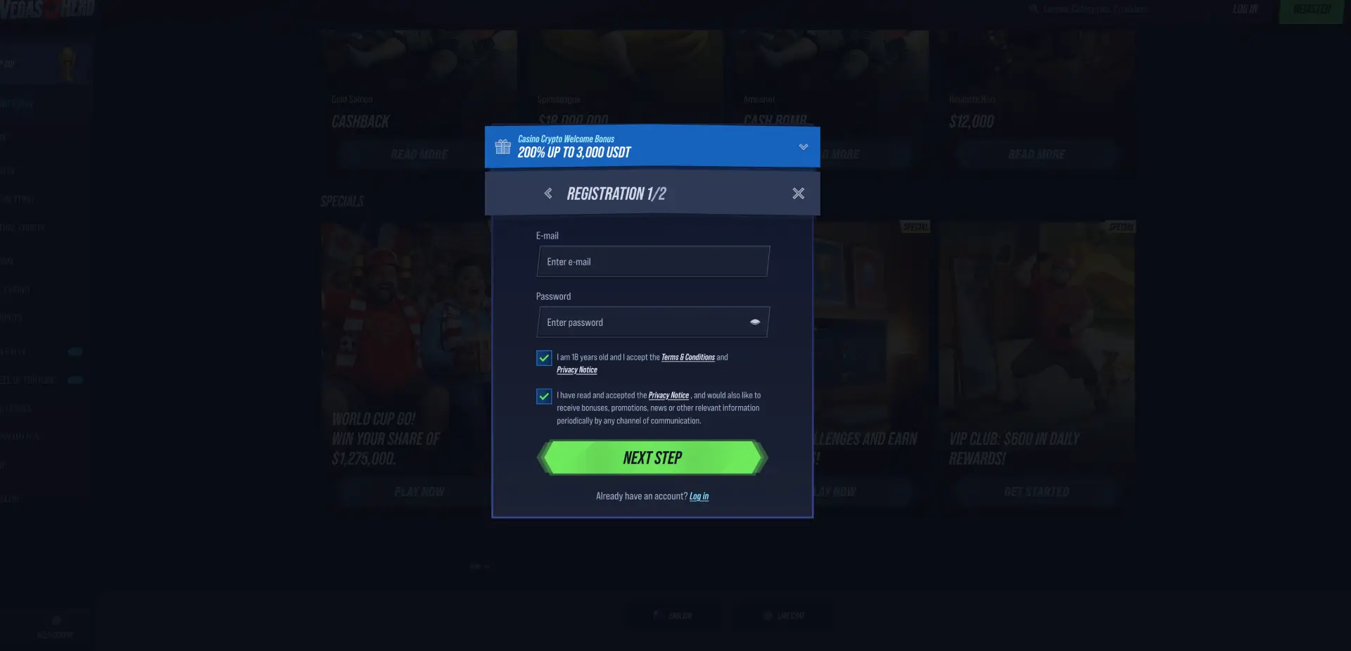 Vegas Hero login page Australia Vegas Hero login page Australia