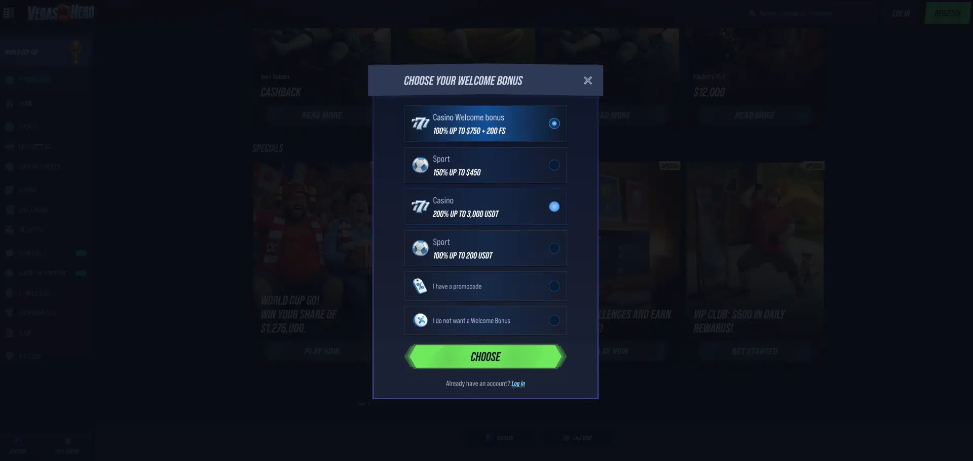 Vegas Hero registration and account access Vegas Hero registration and account access